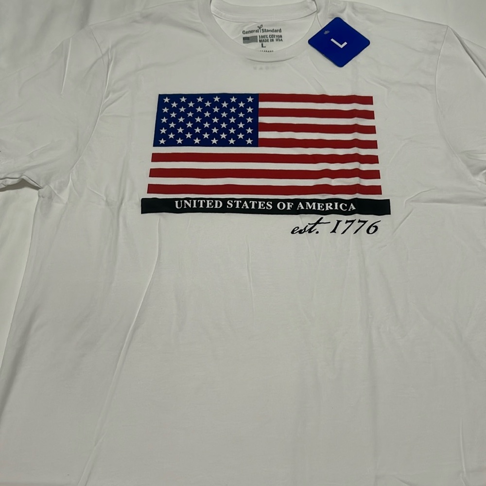 General standard American flag t-shirt 100%cotton size L, XL NWT